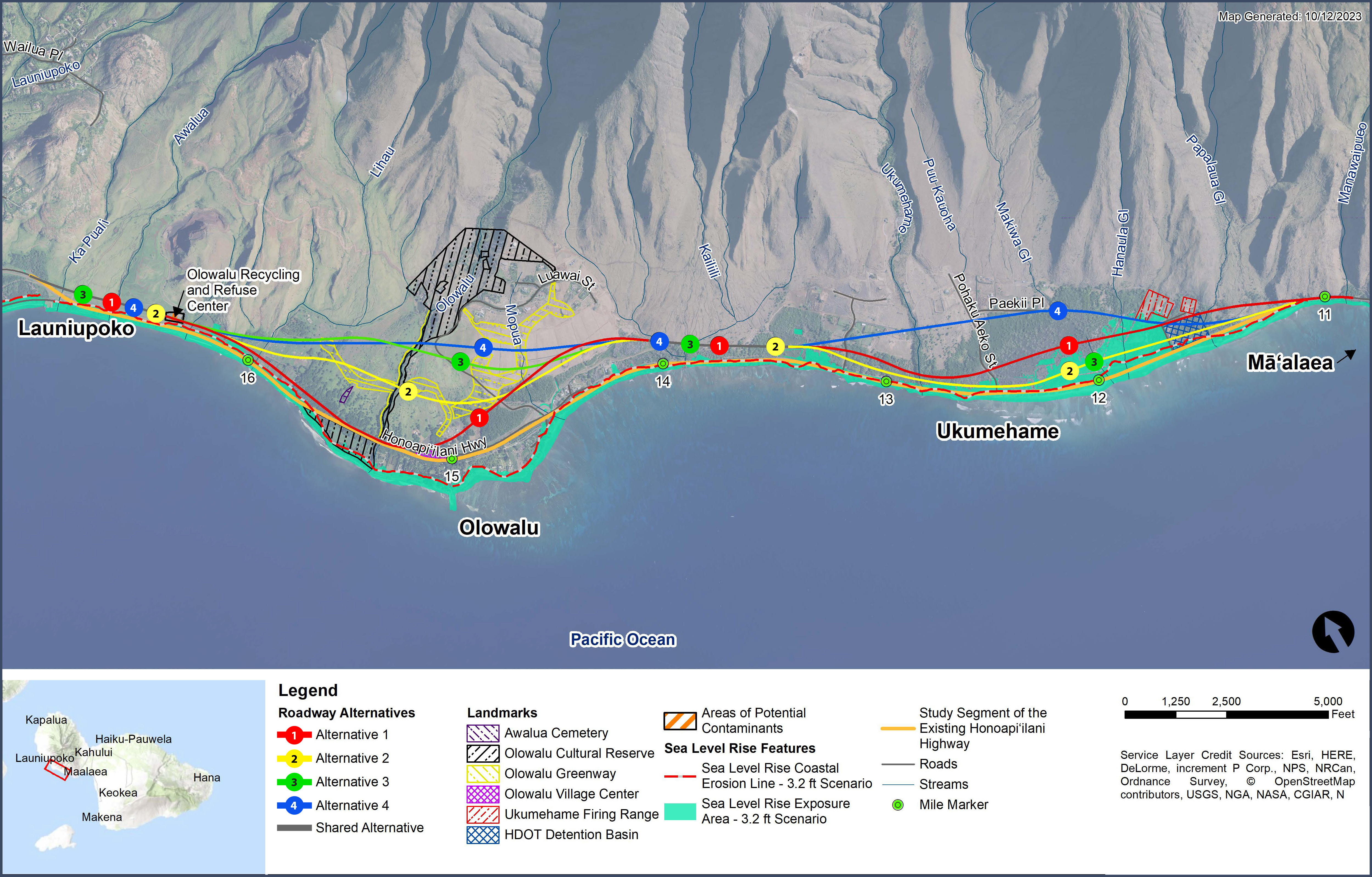 Honoapiilani Project Area Alternatives Map (October 2023)